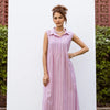 Lilac Cotton Handloom Collar Neck Dress For Women's