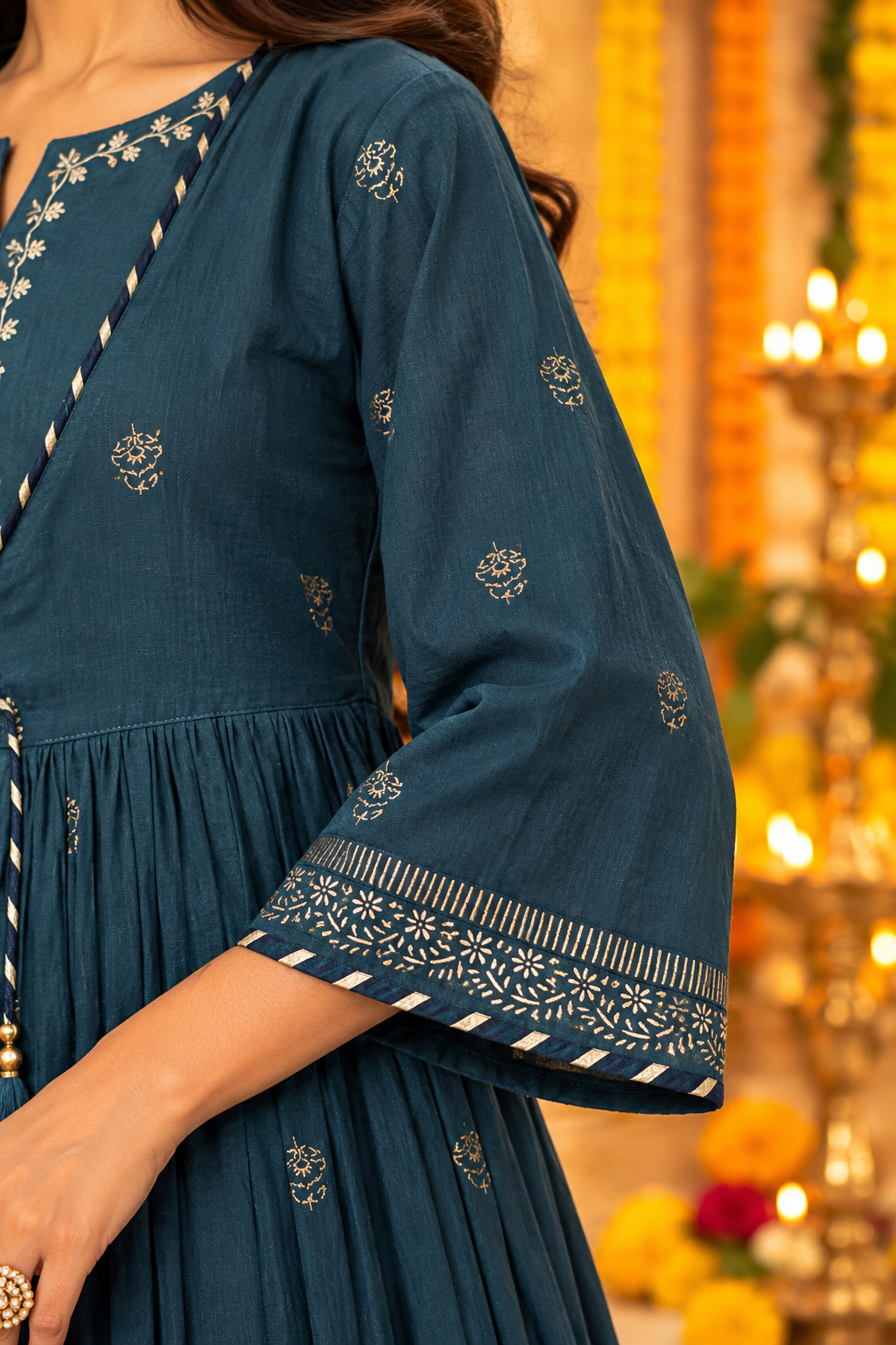 Peacock Blue Top And Skirt