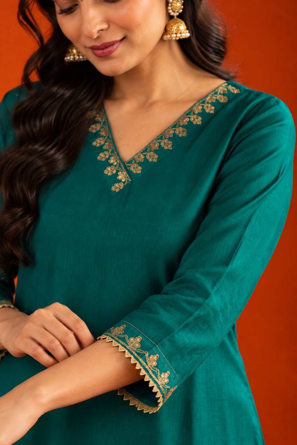 Green Chanderi Complete Suit Set