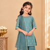 Gray Kids Girls Kurta Shrara and Dupatta Set