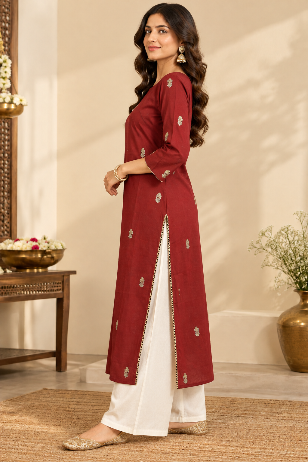 Maroon Kurta