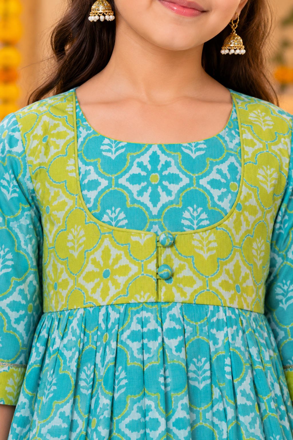 Teal Blue  Kids Girls Kurta pant and Dupatta Set