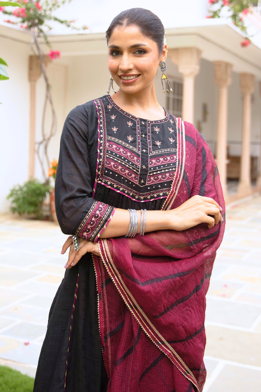 Black Cotton Dobby Complete Suit Set