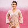 White & Peach Kurta (Pant And Dupatta Not Included)