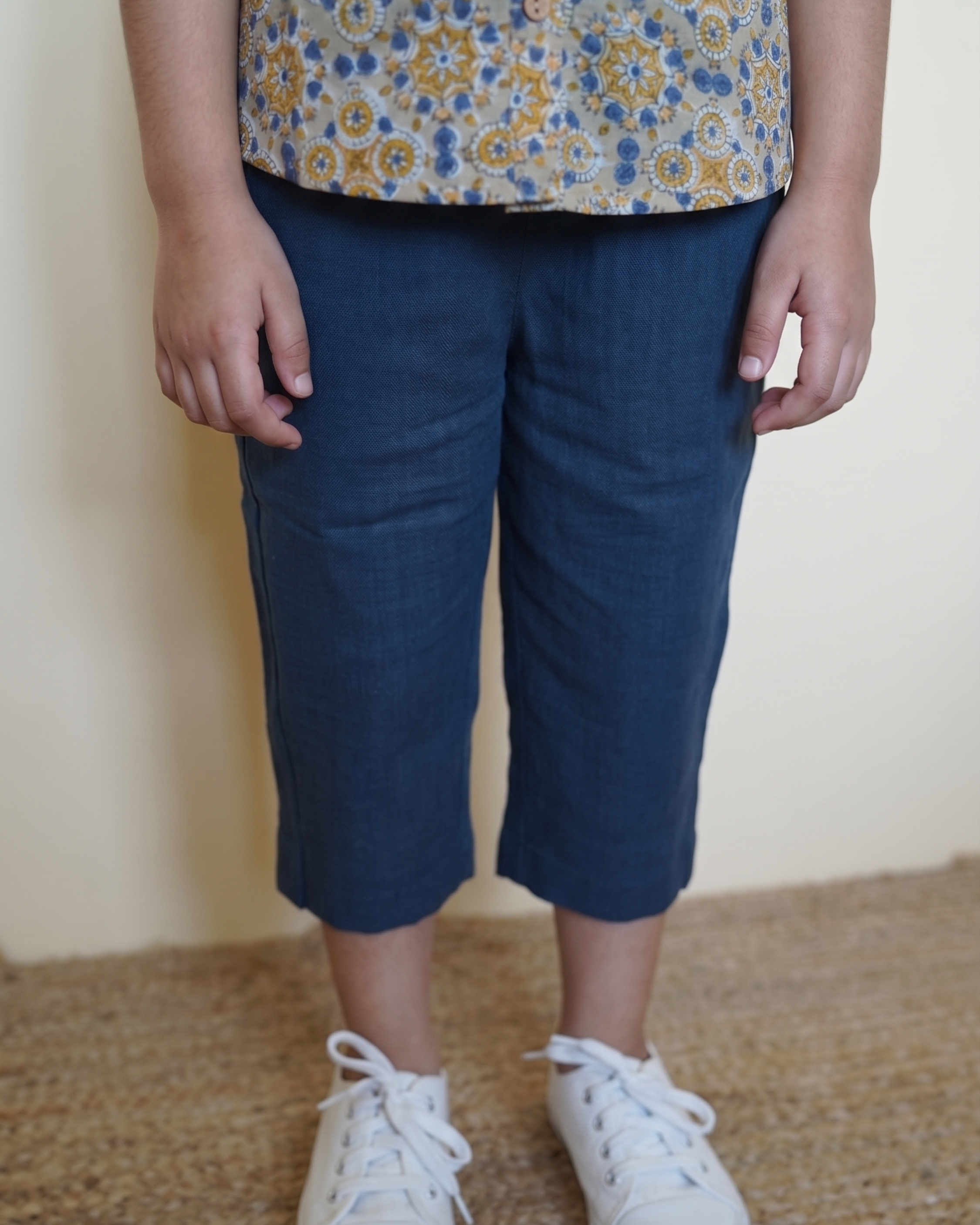 Cream And Blue Top and Capri