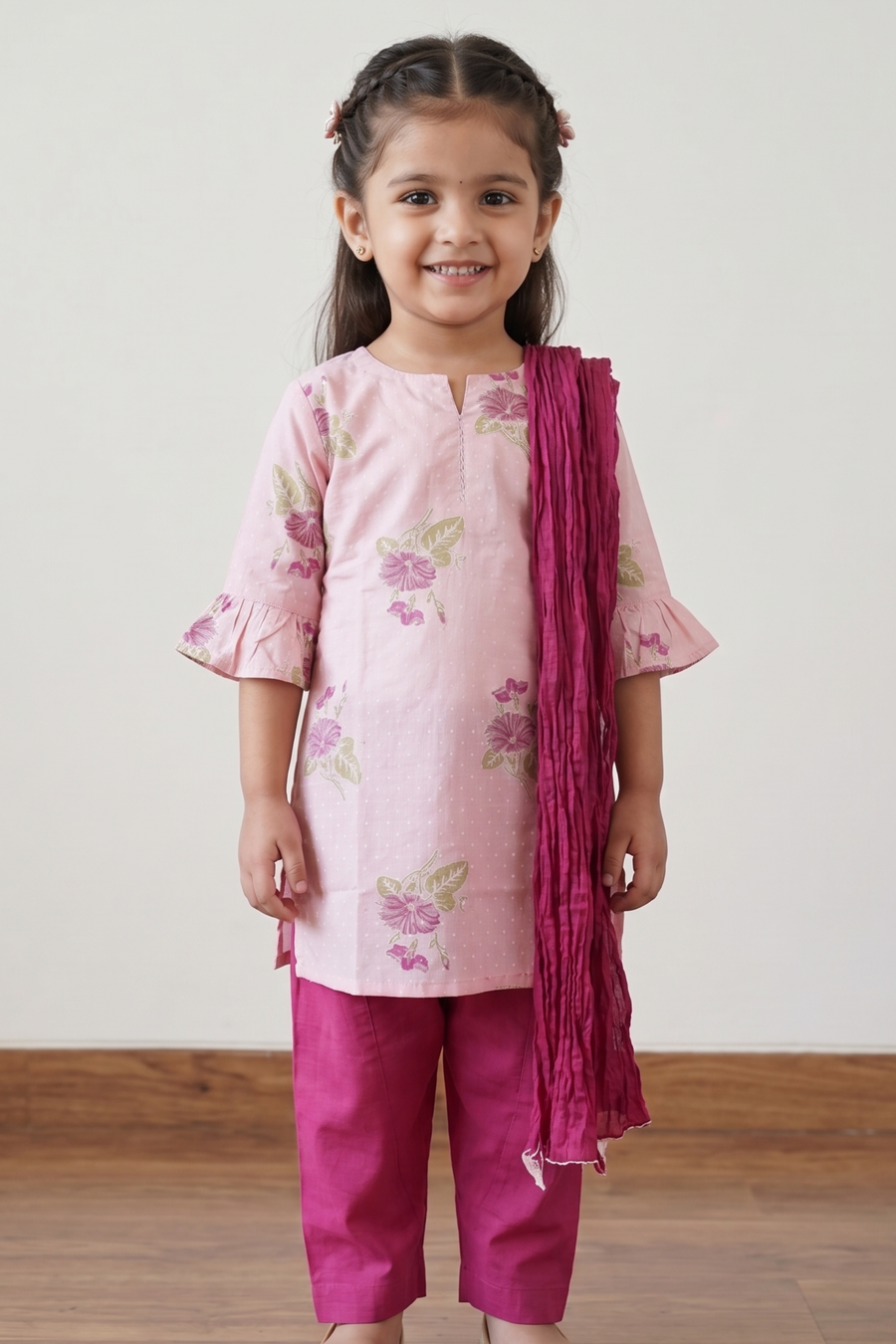 Light Pink & Magenta Kurta Salwar Dupatta