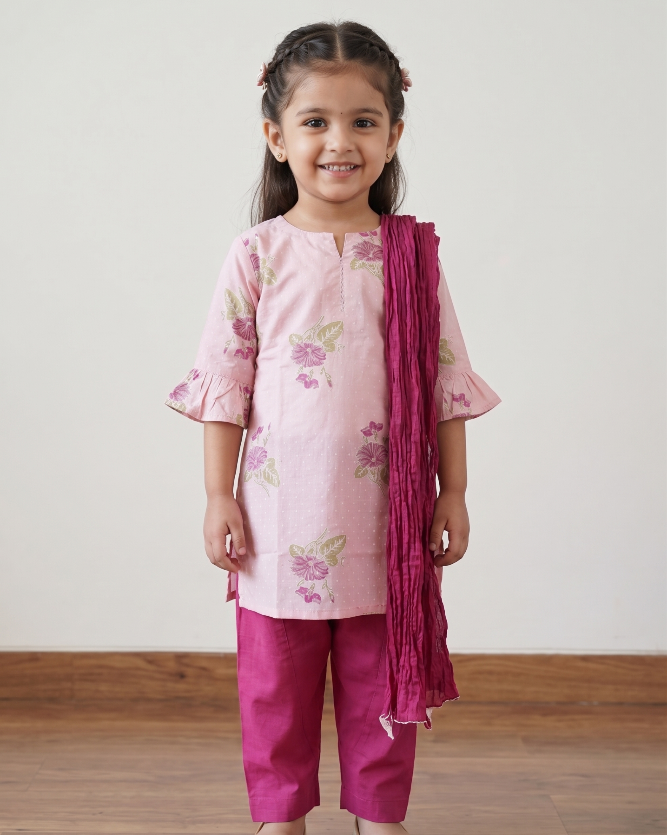 Light Pink & Magenta Kurta Salwar Dupatta