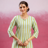 Lime Green & White Kurta  (Pant Not Included )