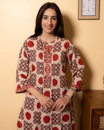 Dusty Beige Kurta(Pant Not Included)