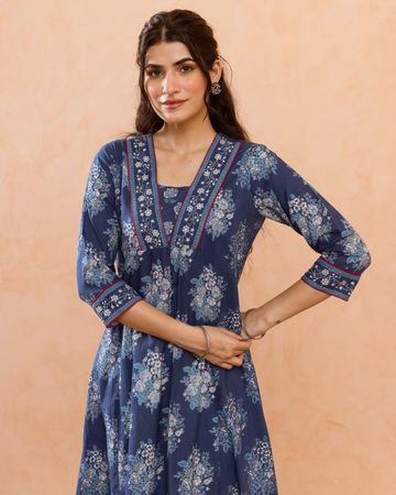 Navy Blue Kurta ( Pant Not Included )