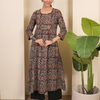 Black Cotton Kalamkari Round Neck Kurta For Women's