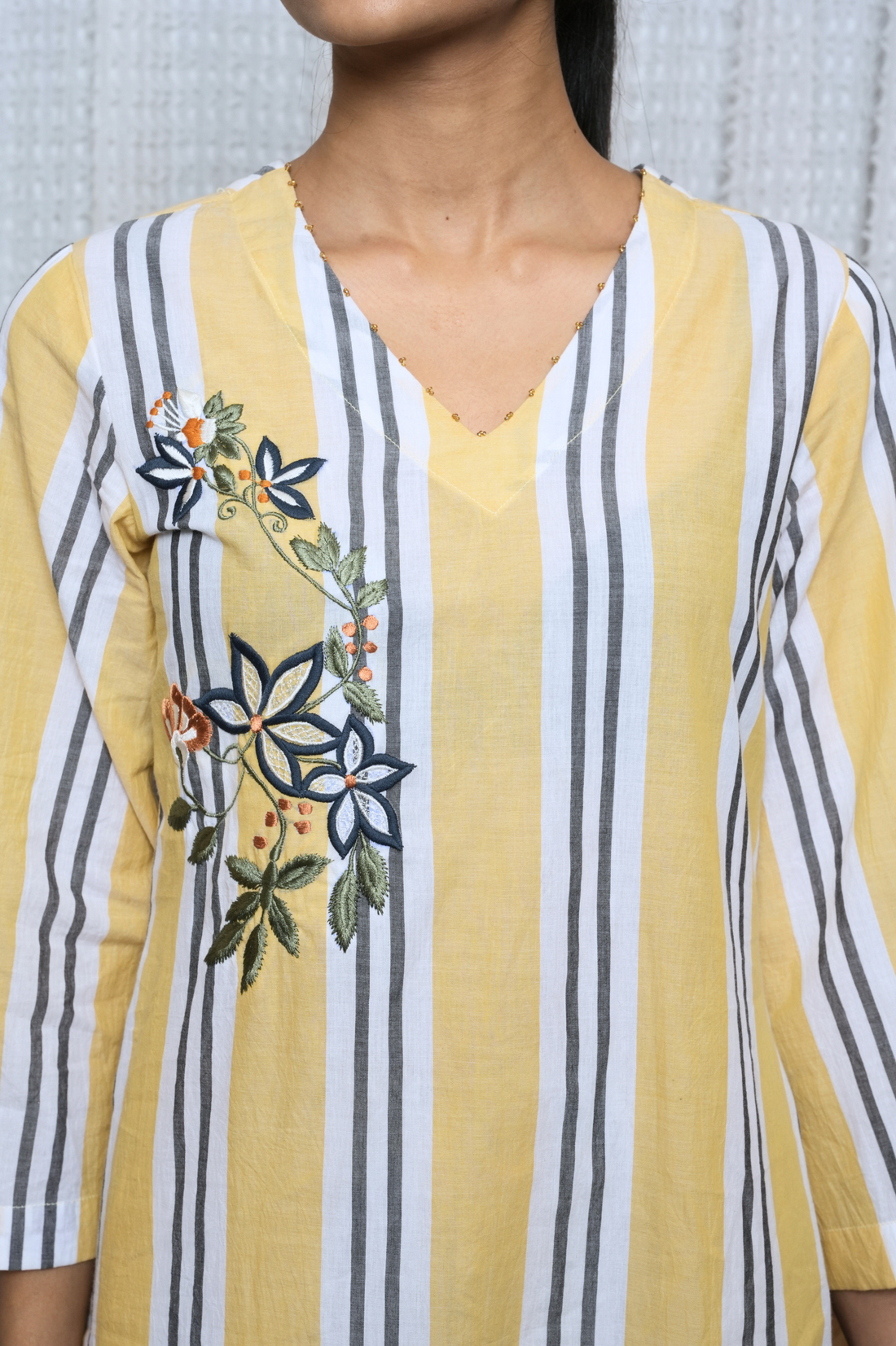 Mustard And White Kurta Pant