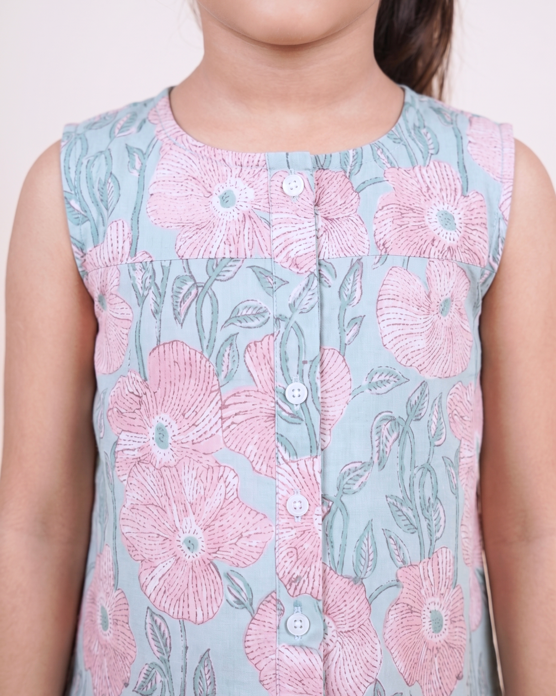 Mint Green & Dusty Pink Top And Capri