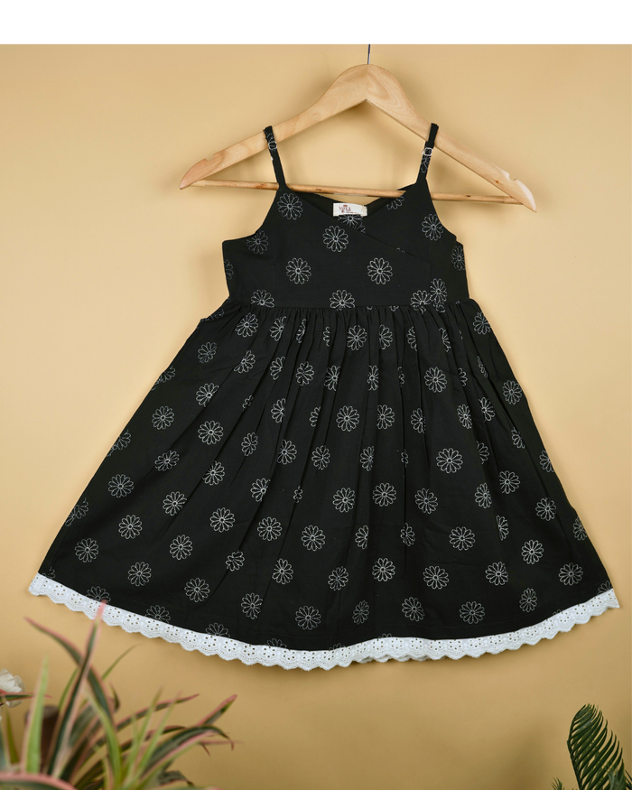 Black Cotton Printed Frock