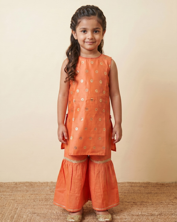 Bright Orange Kurta Sharara Dupatta