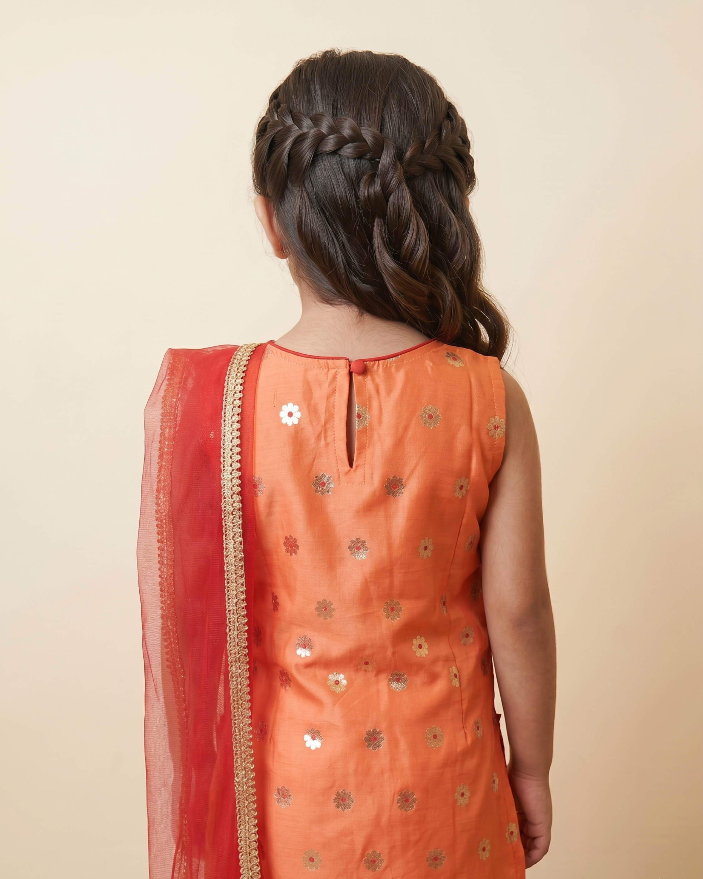 Bright Orange Kurta Sharara Dupatta