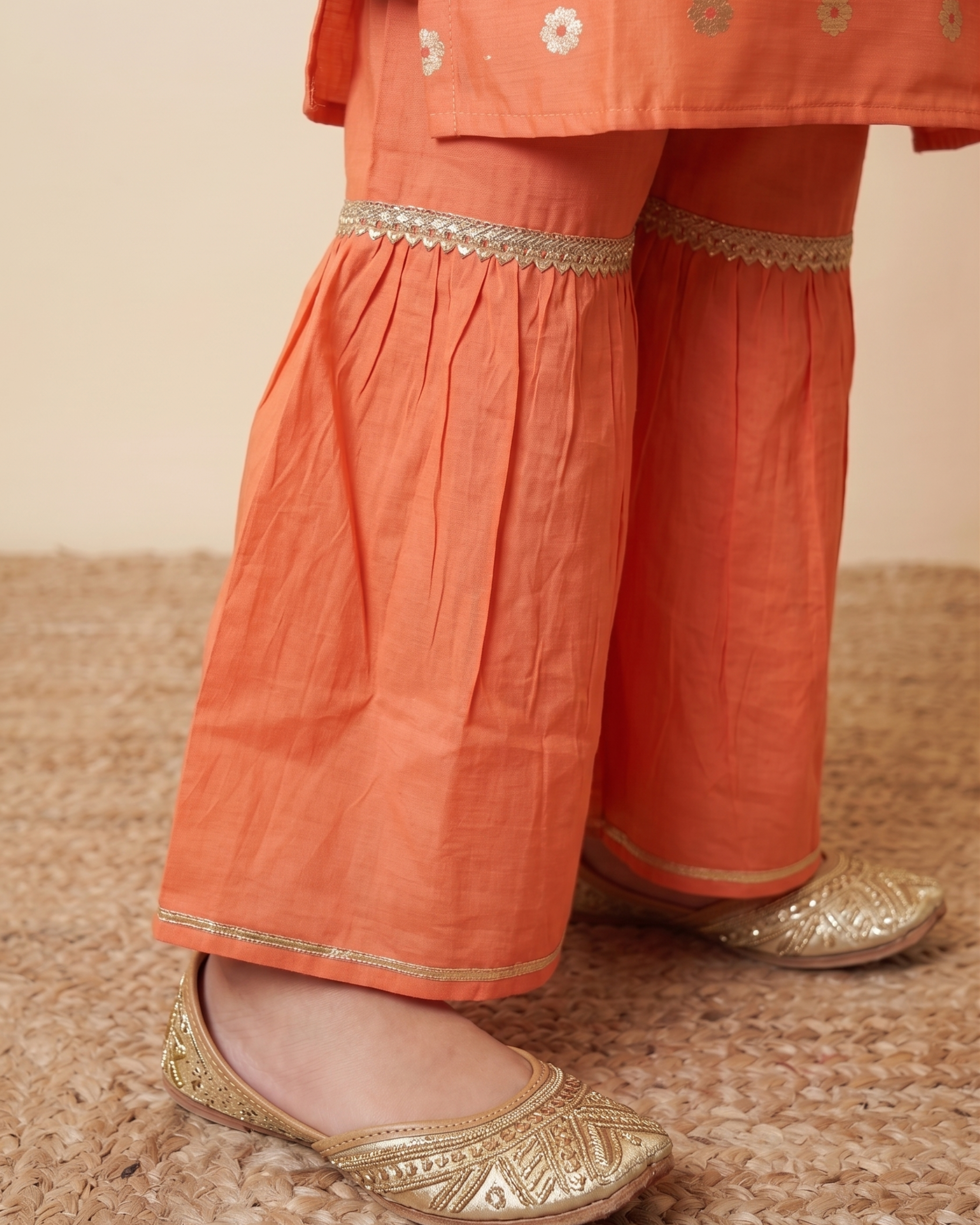 Bright Orange Kurta Sharara Dupatta