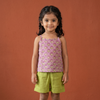 Lavender Pink & Lime Green Top And Shorts