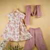 Off-White & Pink Cotton Kurta Salwar with Dupatta Set