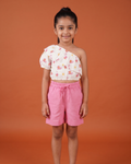 White & Pink Top And Shorts