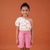 White & Pink Top And Shorts