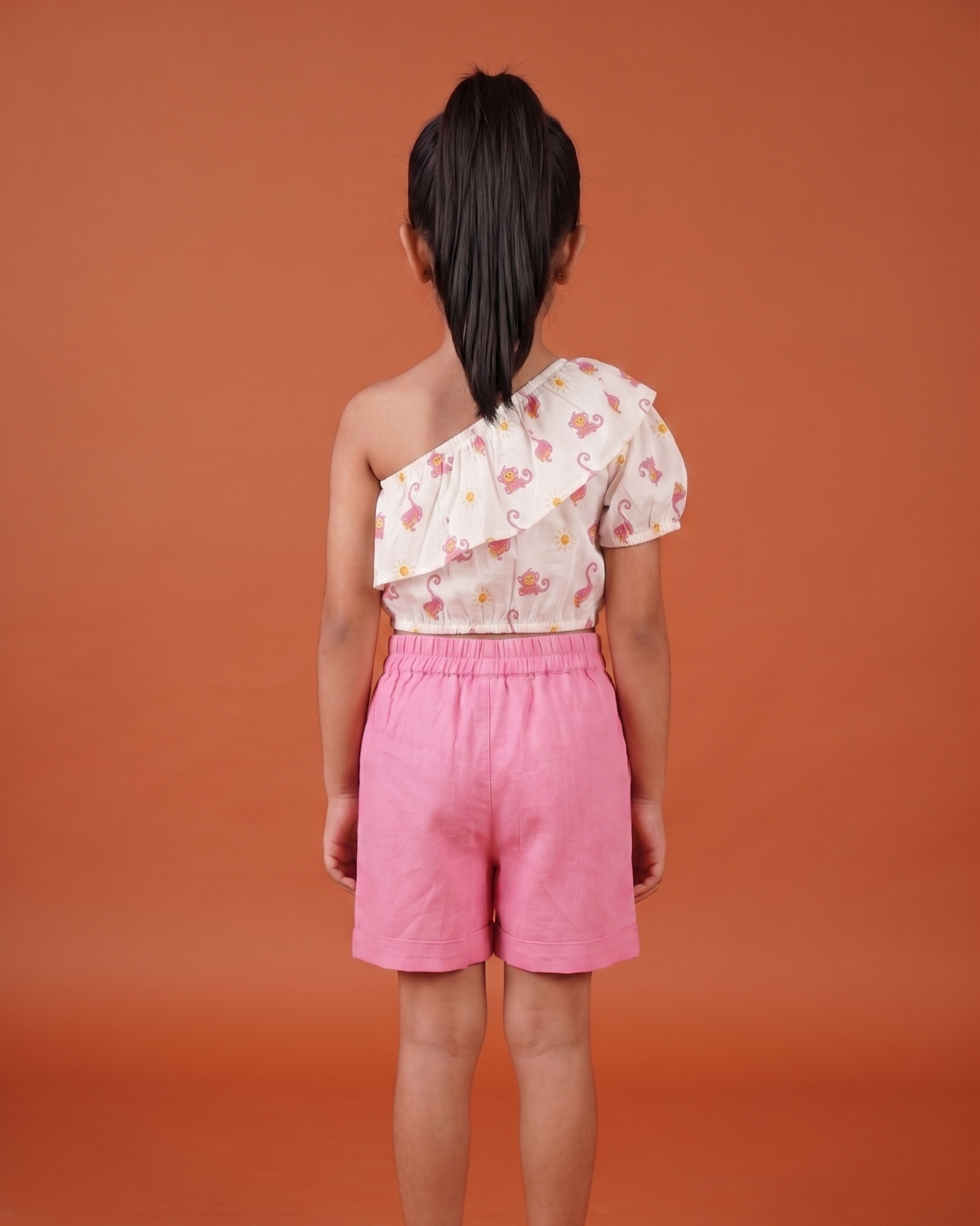 White & Pink Top And Shorts