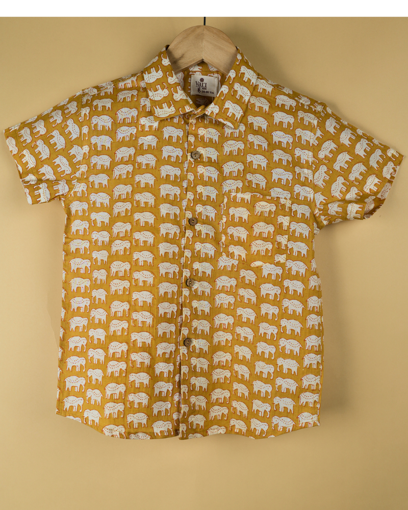 Yellow Cotton Printed Boy's Shirts