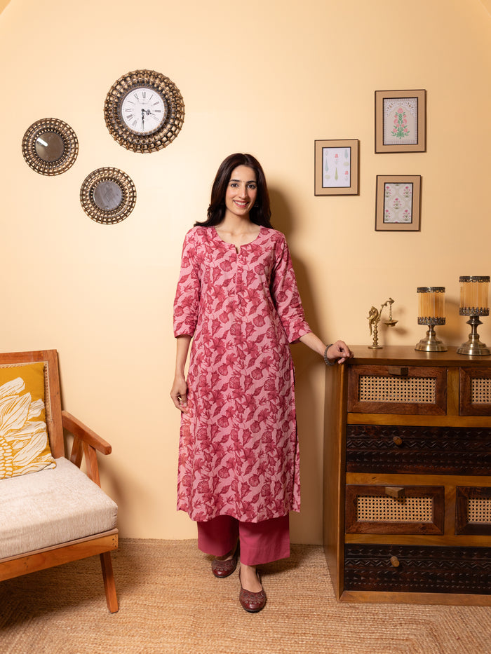 Dusty Rose Pink Cotton Kurta