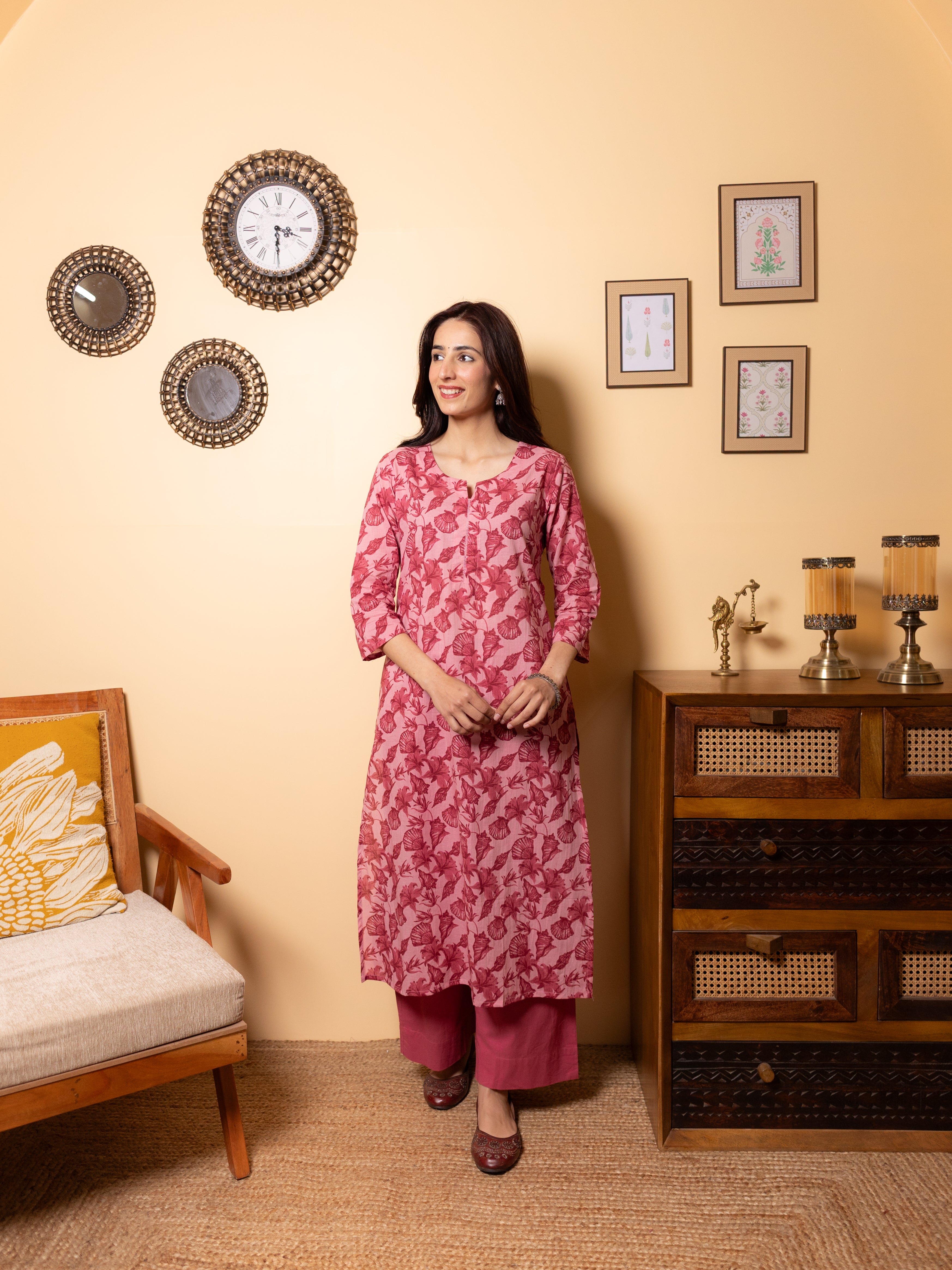 Dusty Rose Pink Cotton Kurta
