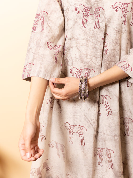 Ash grey Cotton Short Kurta