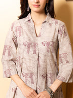 Ash grey Cotton Short Kurta