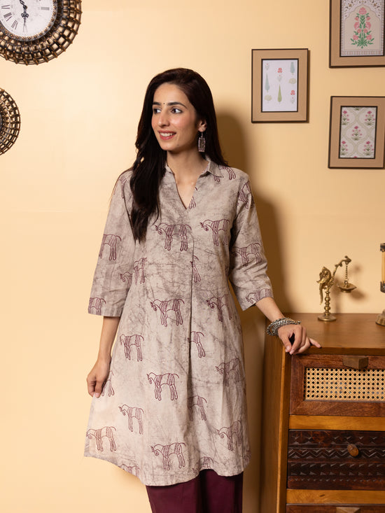 Ash grey Cotton Short Kurta