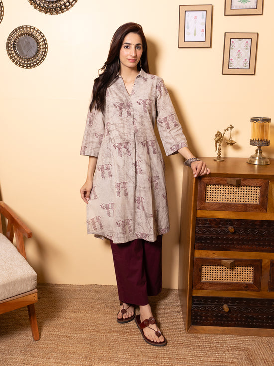 Ash grey Cotton Short Kurta