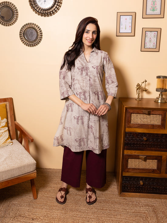 Ash grey Cotton Short Kurta