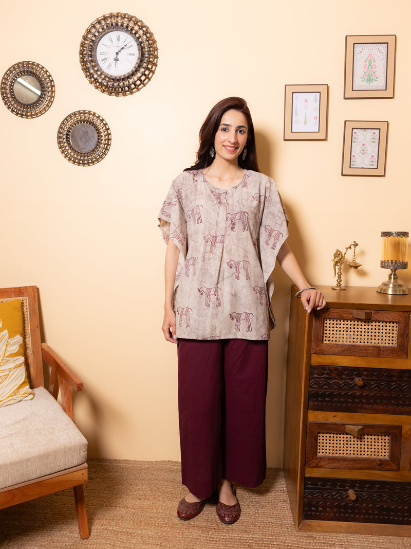 Ash Grey Kaftan Short Top