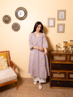 Soft Lilac Aline Kurta(Pant Not Included)