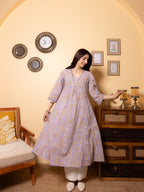 Soft Lilac Aline Kurta(Pant Not Included)