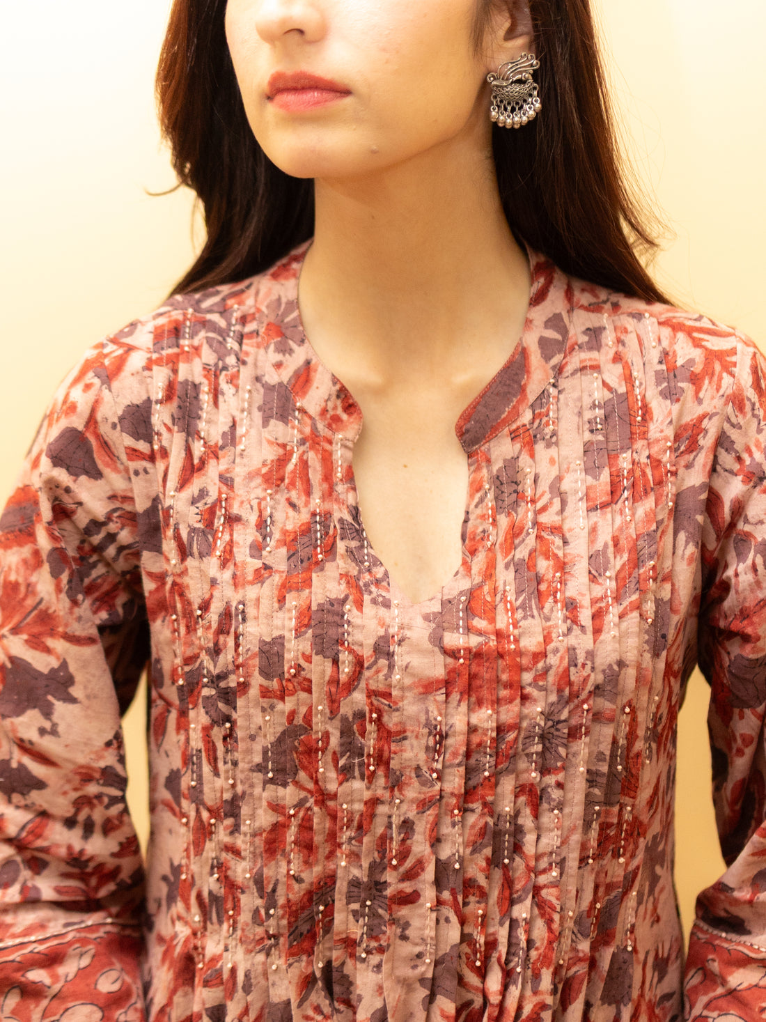 Dusty Rose Cotton Kurta( Pant Not Included)