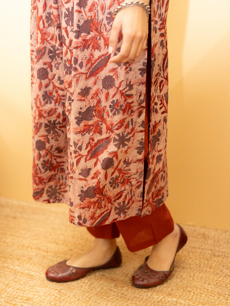 Dusty Rose Cotton Kurta( Pant Not Included)