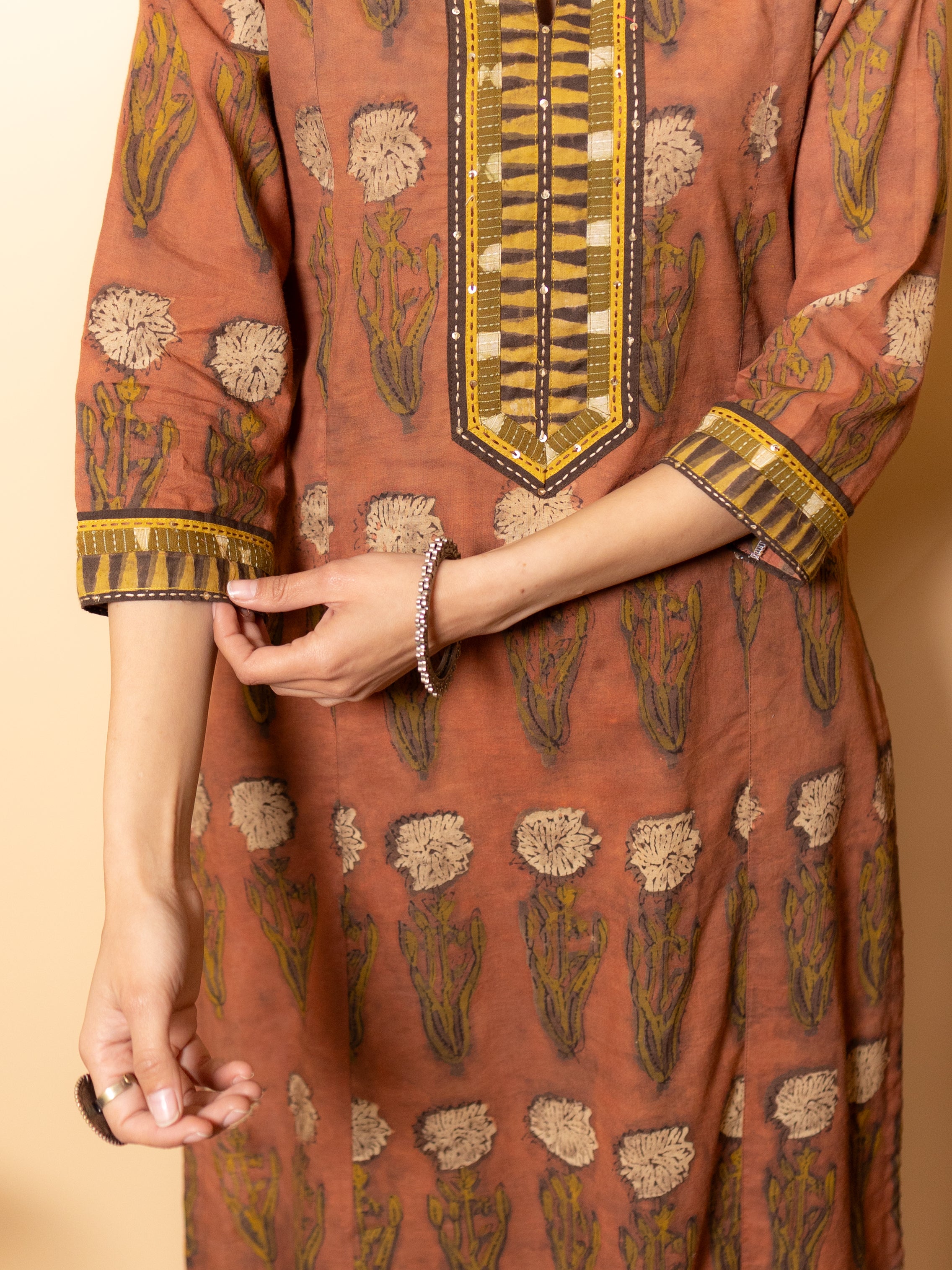 Rust Brown Kurta(Pant Not Included)