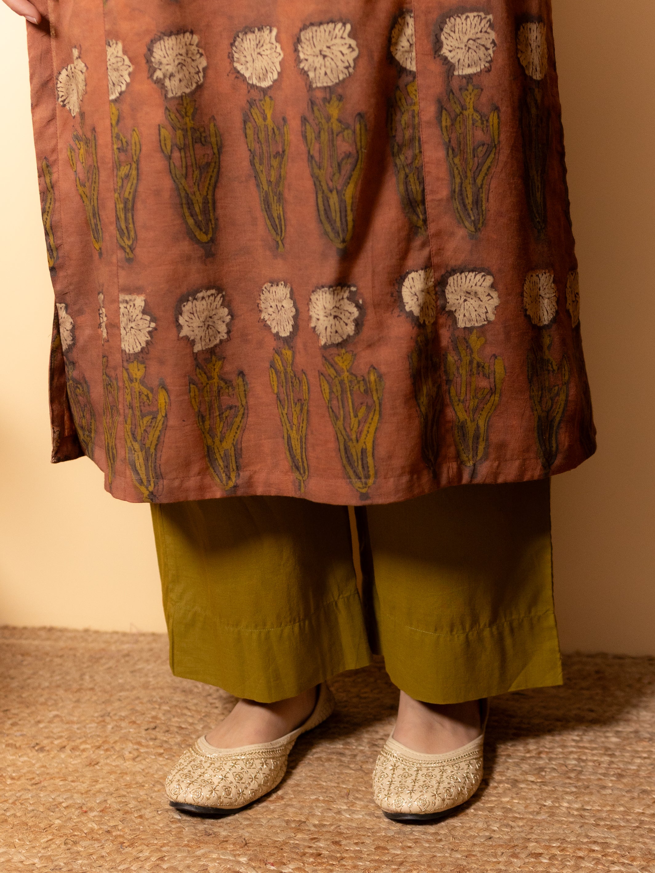 Rust Brown Kurta(Pant Not Included)