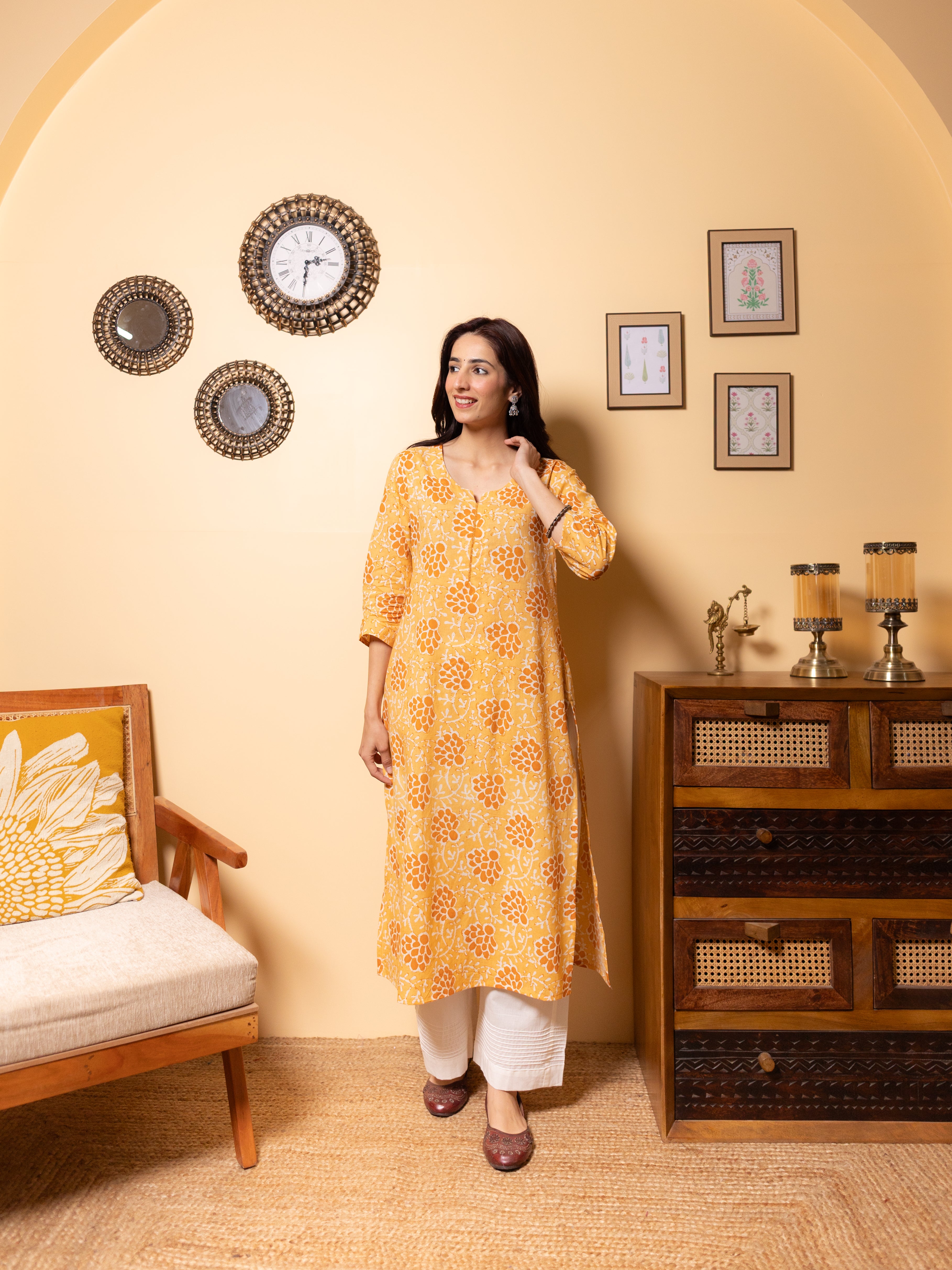Yellow Cotton Kurta