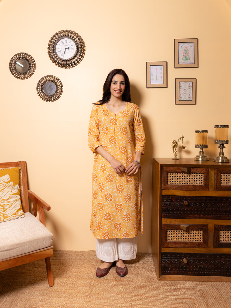 Yellow Cotton Kurta