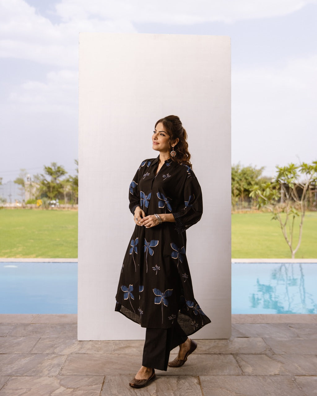 Black Dragonfly Cotton Kurta For Women's