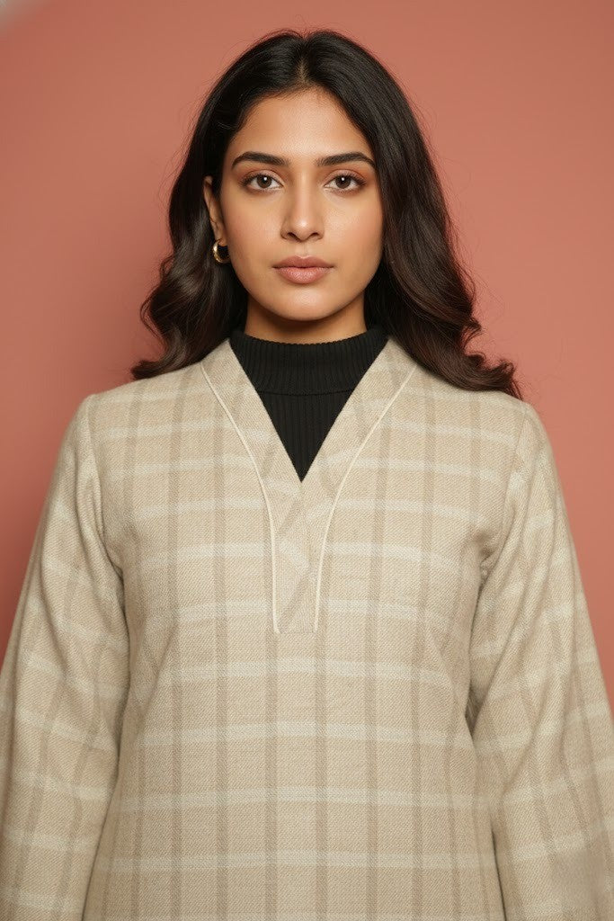 Beige Woolen Kurta