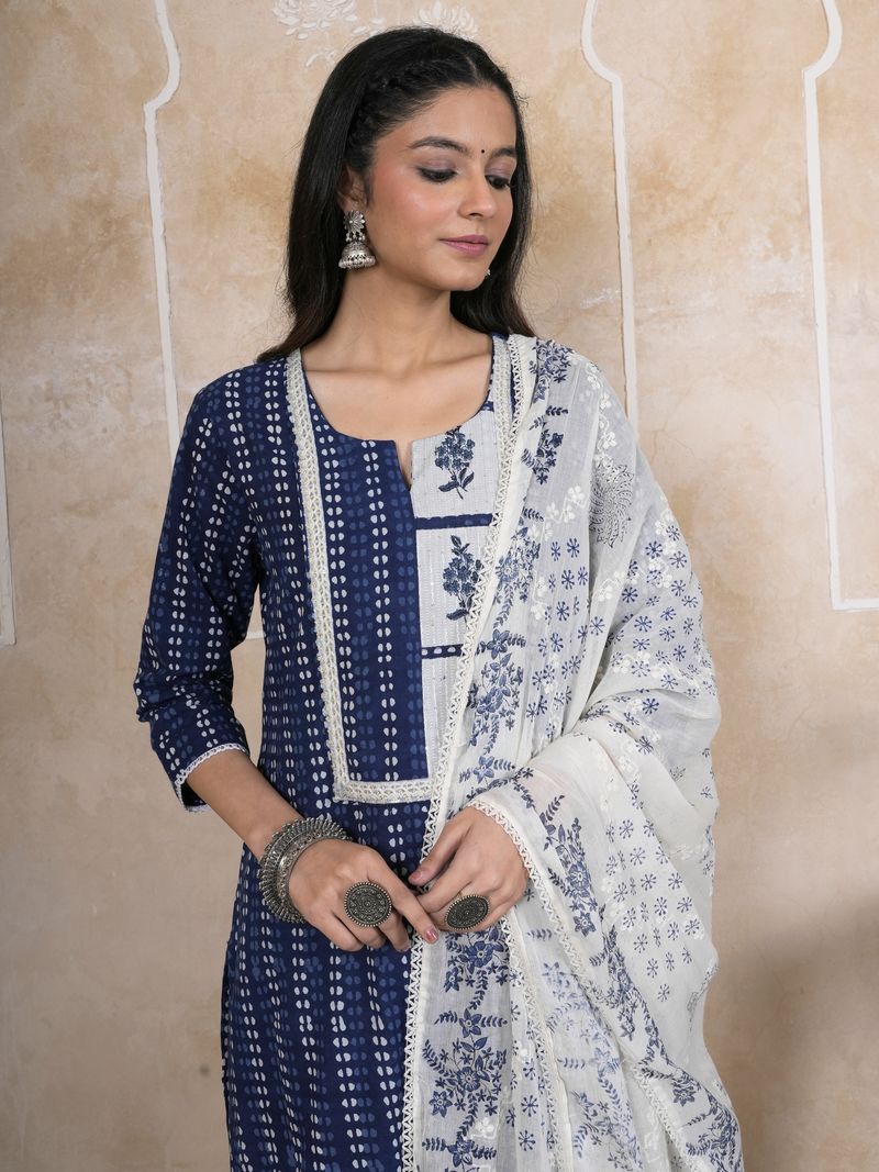 Indigo Cotton Complete Suit Set