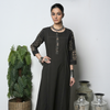 Dark Gray Cotton Natural Dyed Kurta Pant Set For Women's