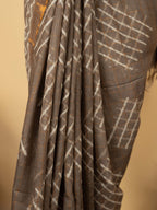 Cocoa Beige Cotton Block Printed Saree