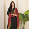 Black Cotton Collar With V-Neck Complete Suit Set For Women's