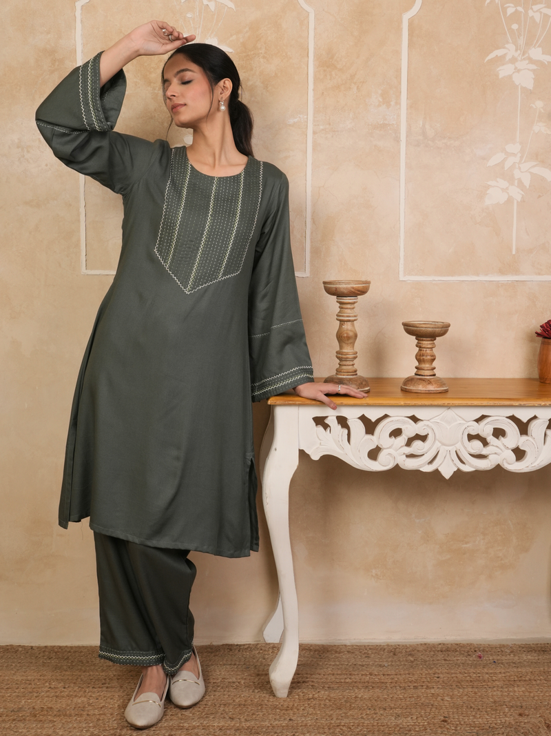 Charcoal Gray Kurta Pant